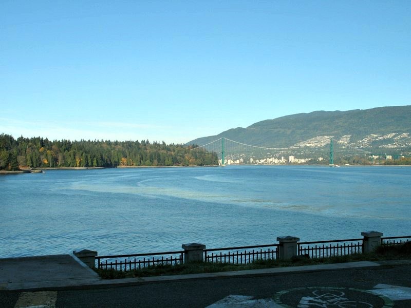 View of Lions Gate Bridge from Stanley Park