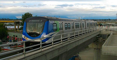 Skytrain arriving at Vancouver Airport